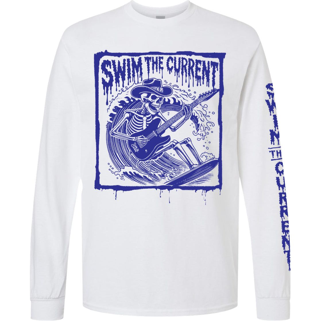 SWIM THE CURRENT - SURF SKELETON - Long Sleeve T-Shirt