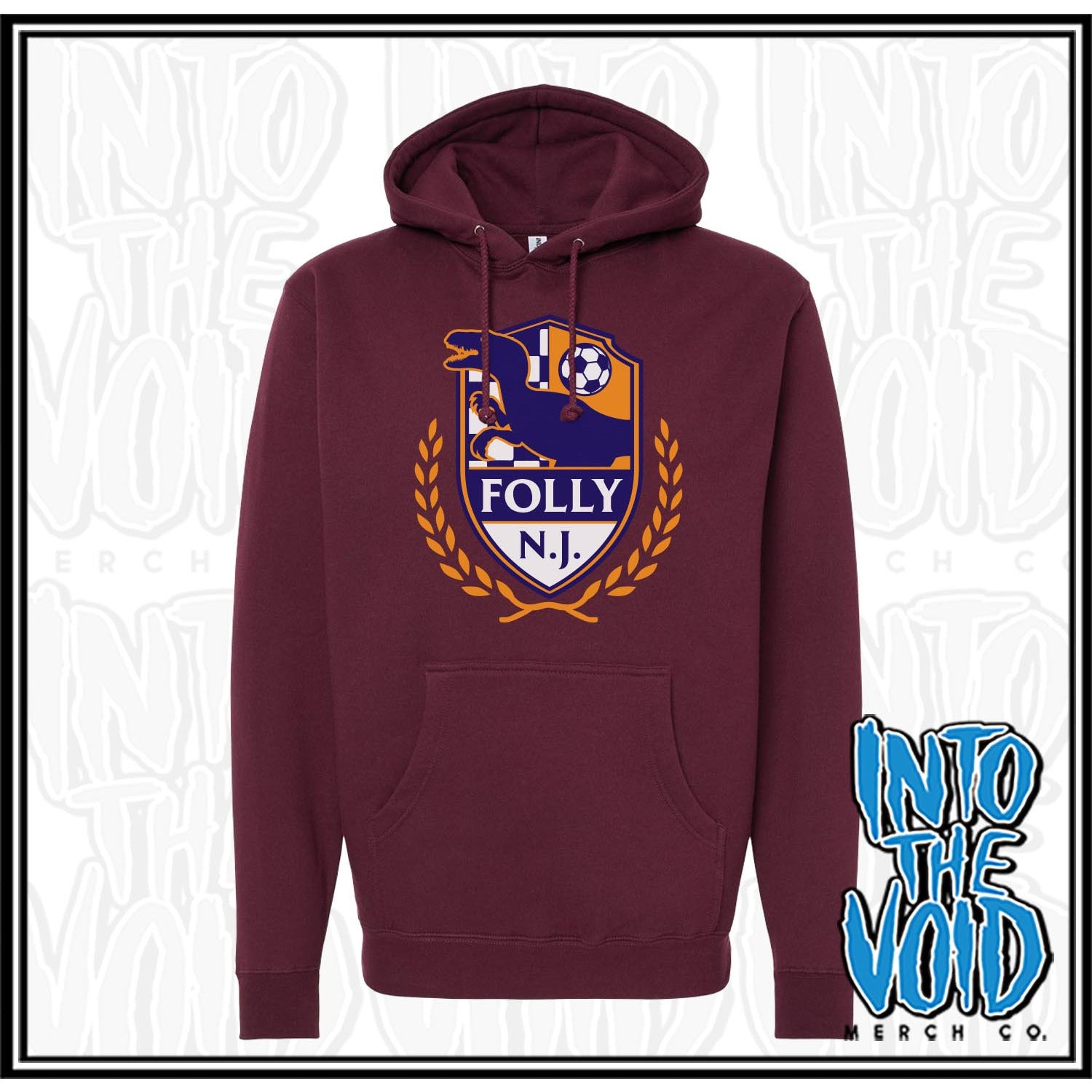 FOLLY - SOCCER CREST - Hooded Pullover Sweatshirt - INTO THE VOID Merch Co.