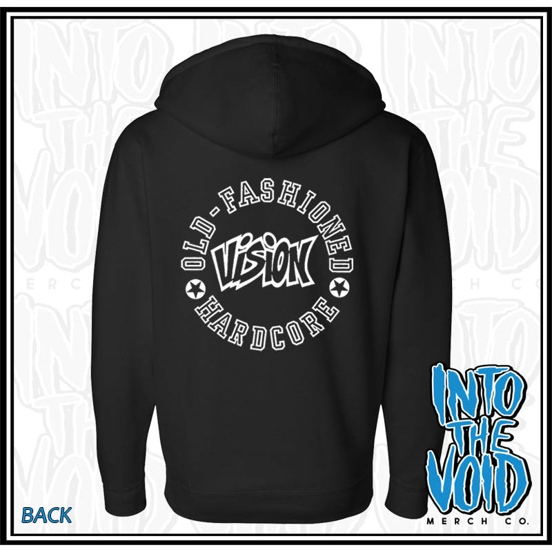 VISION - OLD-FASHIONED HARDCORE - Men's Zip-Up Sweatshirt - INTO THE VOID Merch Co.