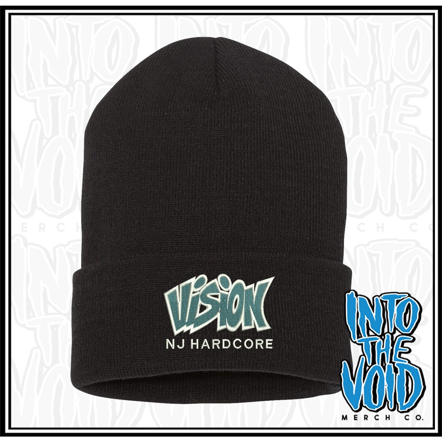 VISION - NJ HARDCORE - EMBROIDERED CUFFED BEANIE - INTO THE VOID Merch Co.